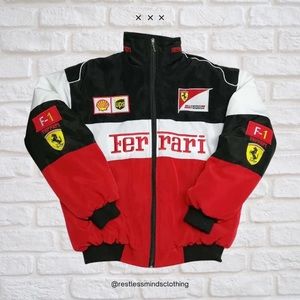 *EMBROIDERED*Ferrari Nascar F1 Racing Jacket, Varsity Jacket Unisex St…